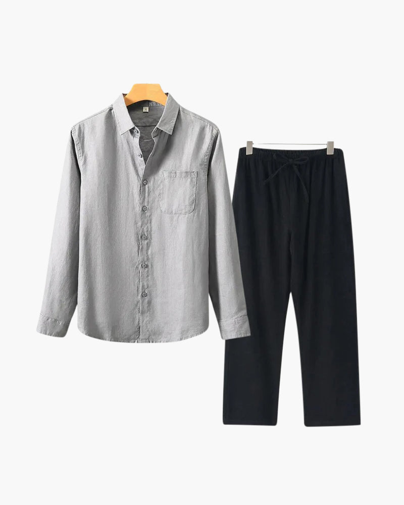 Conjunto de Linho Estilo Old Money (Manga Longa)