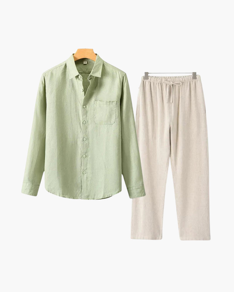 Conjunto de Linho Estilo Old Money (Manga Longa)