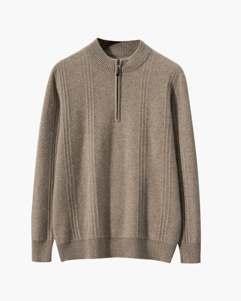 100% Cashmere com Gola Alta em Ribs
