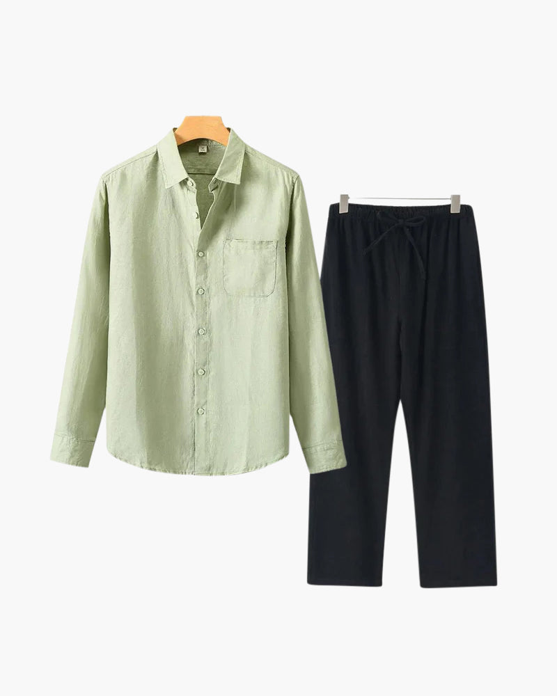 Conjunto de Linho Estilo Old Money (Manga Longa)