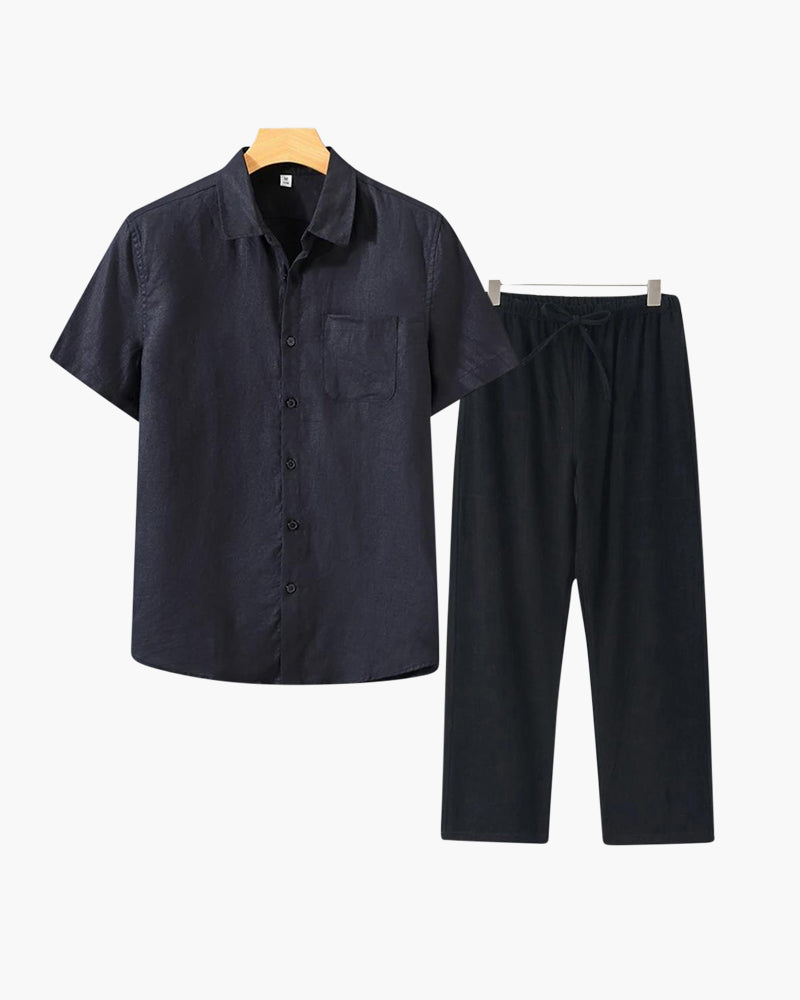 Conjunto de Linho Old Money (Camiseta de Manga Curta)
