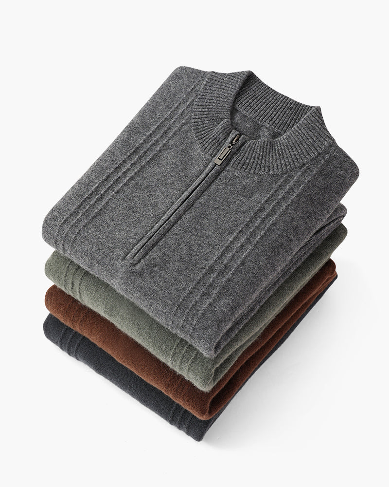 100% Cashmere com Gola Alta em Ribs