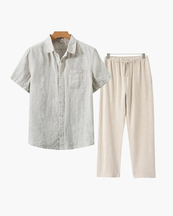 Conjunto de Linho Old Money (Camiseta de Manga Curta)