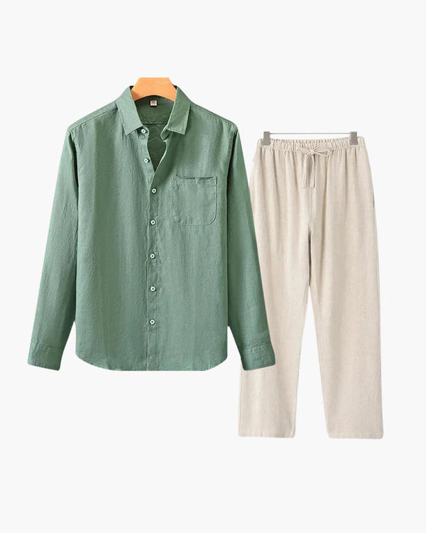 Conjunto de Linho Estilo Old Money (Manga Longa)