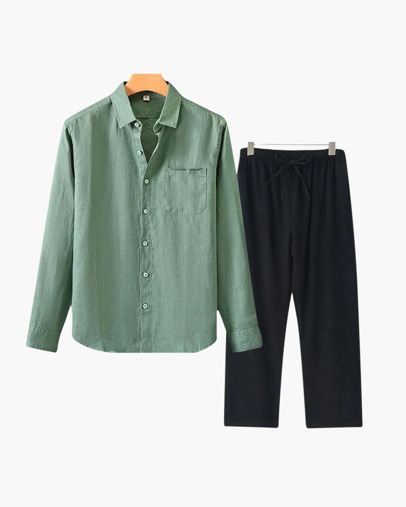 Conjunto de Linho Estilo Old Money (Manga Longa)