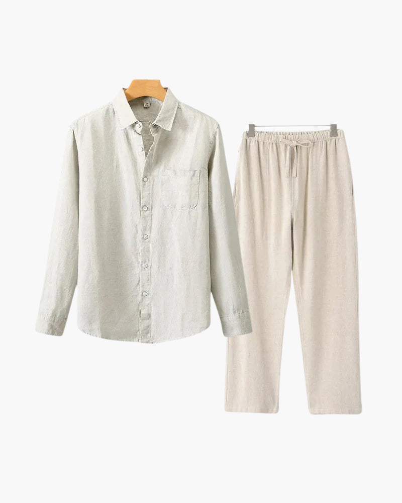 Conjunto de Linho Estilo Old Money (Manga Longa)