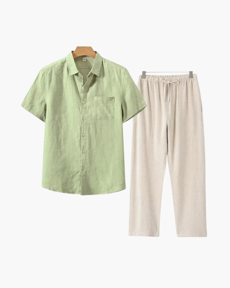 Conjunto de Linho Old Money (Camiseta de Manga Curta)