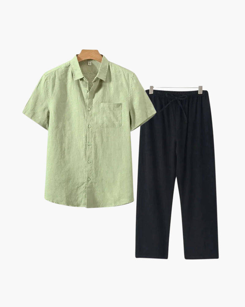 Conjunto de Linho Estilo Old Money (Manga Curta)
