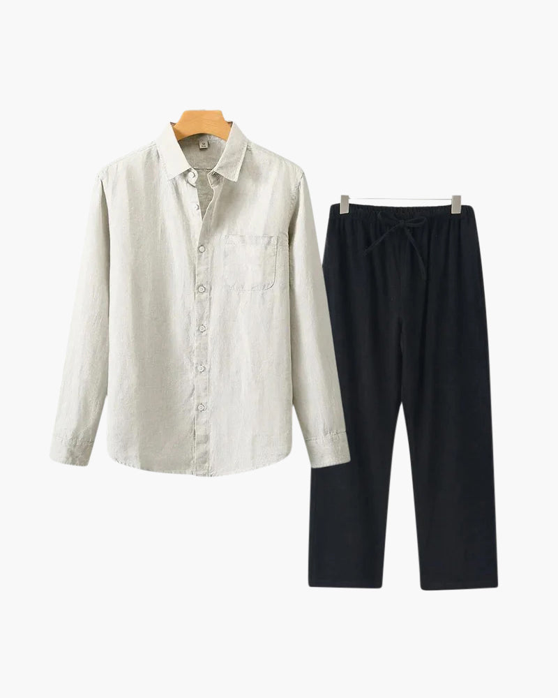 Conjunto de Linho Old Money (Camisa de Manga Longa)