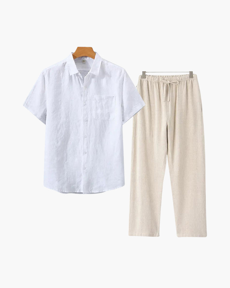Conjunto de Linho Old Money (Camiseta de Manga Curta)
