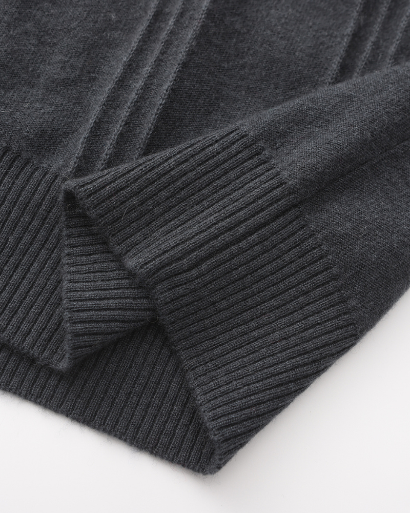 100% Cashmere com Gola Alta em Ribs