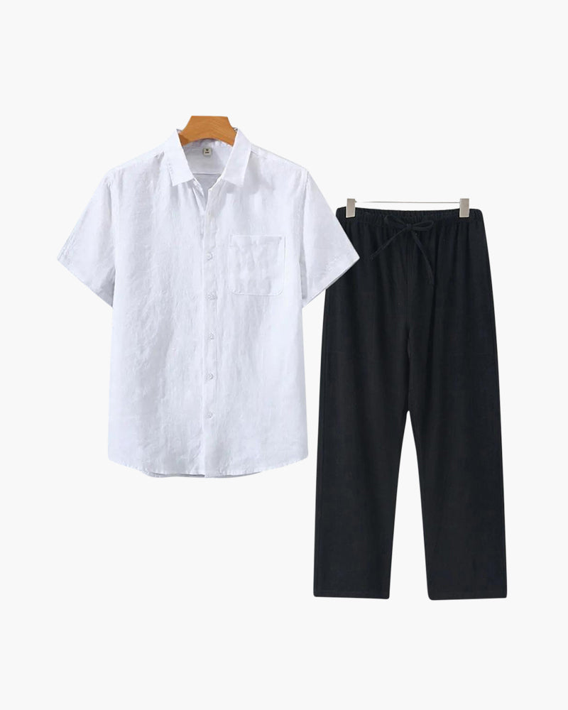 Conjunto de Linho Old Money (Camiseta de Manga Curta)