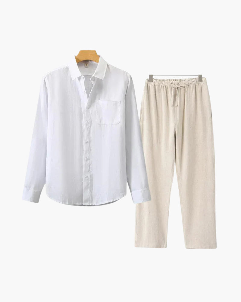 Conjunto de Linho Estilo Old Money (Manga Longa)