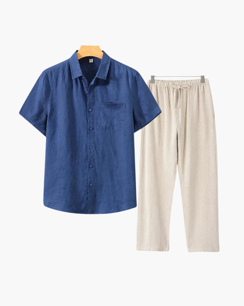 Conjunto de Linho Old Money (Camiseta de Manga Curta)