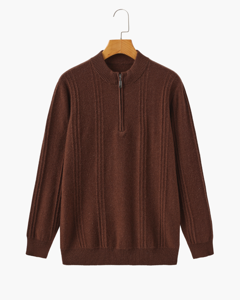 100% Cashmere com Gola Alta em Ribs