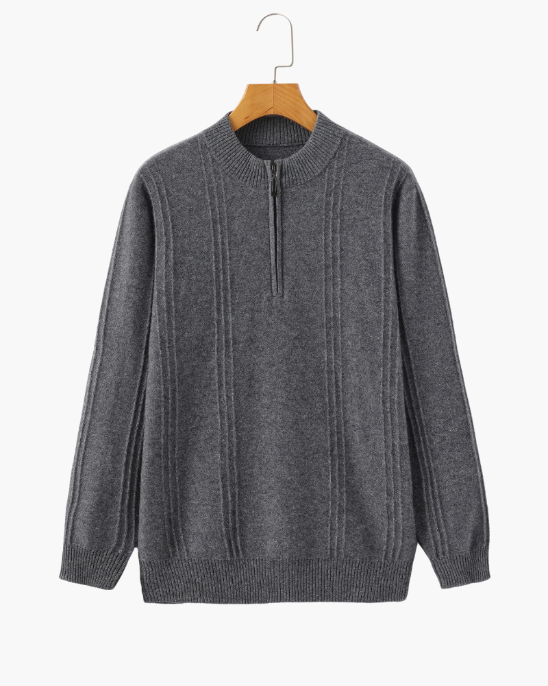 100% Cashmere com Gola Alta em Ribs