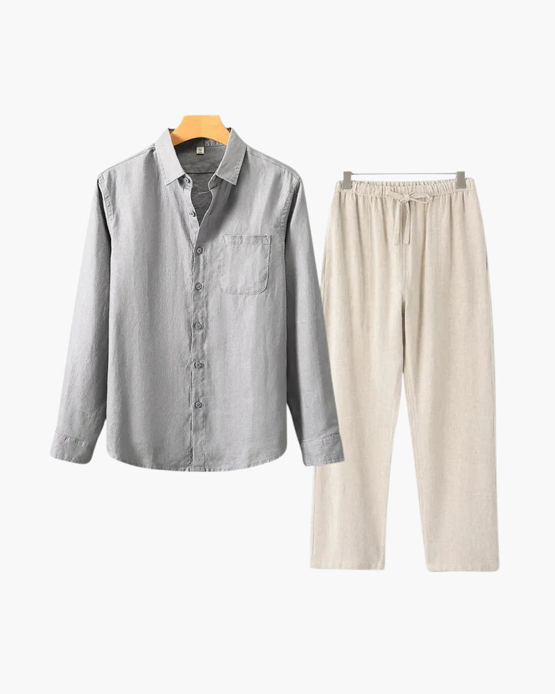 Conjunto de Linho Estilo Old Money (Manga Longa)