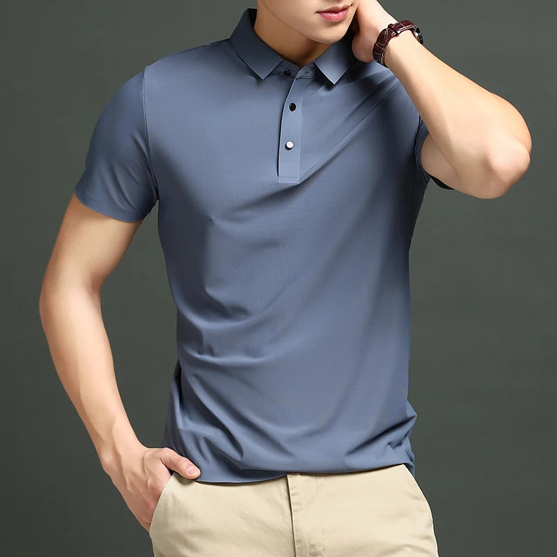 Kit com 5 Camisas Polo em Tecido Premium Ice Silk