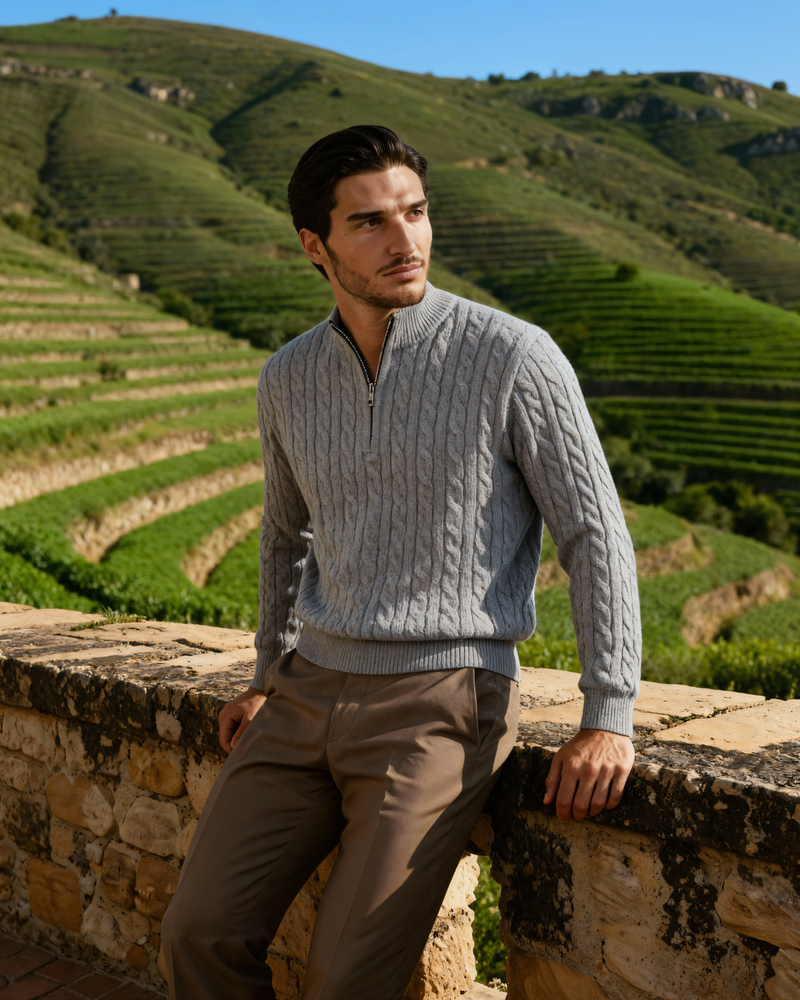 100% Cashmere Knit Half-Zip Sweater